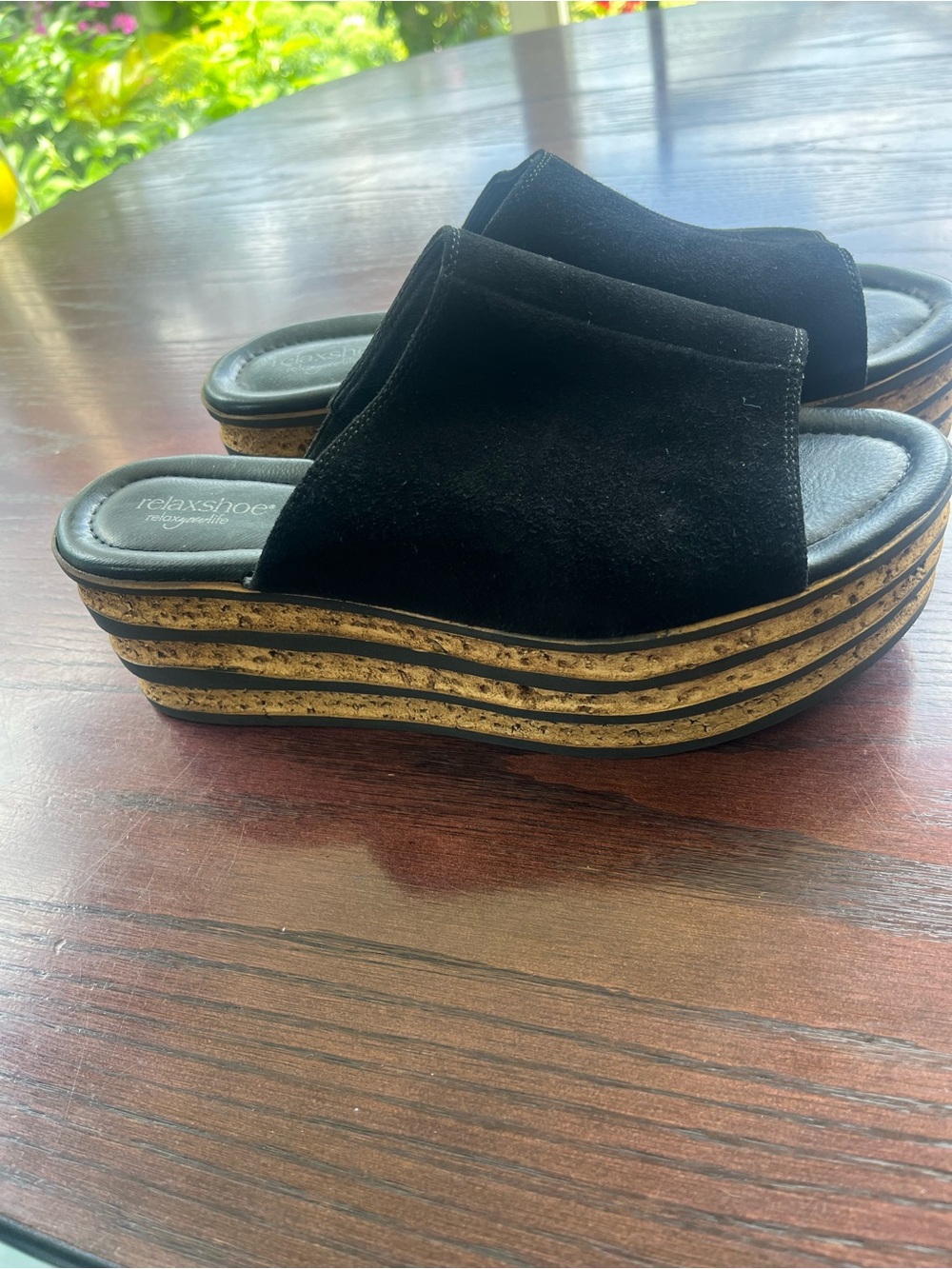 Italian Suede Cork Wedge Sandals